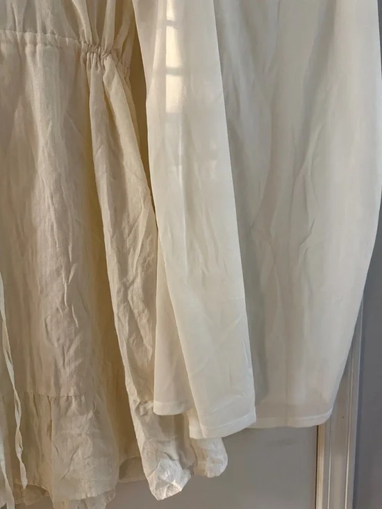 Style & Co Women's Cream Tiered Long-Sleeve Drawstring Dress - Picture 14 of 16